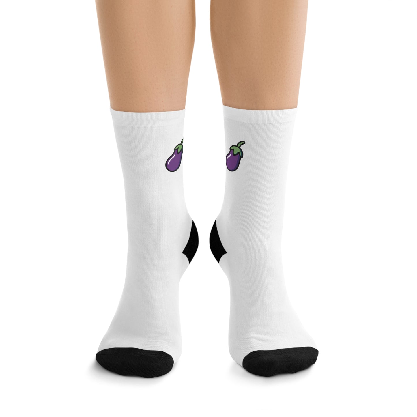 Tiny Eggplant — Eco Friendly Socks (White)