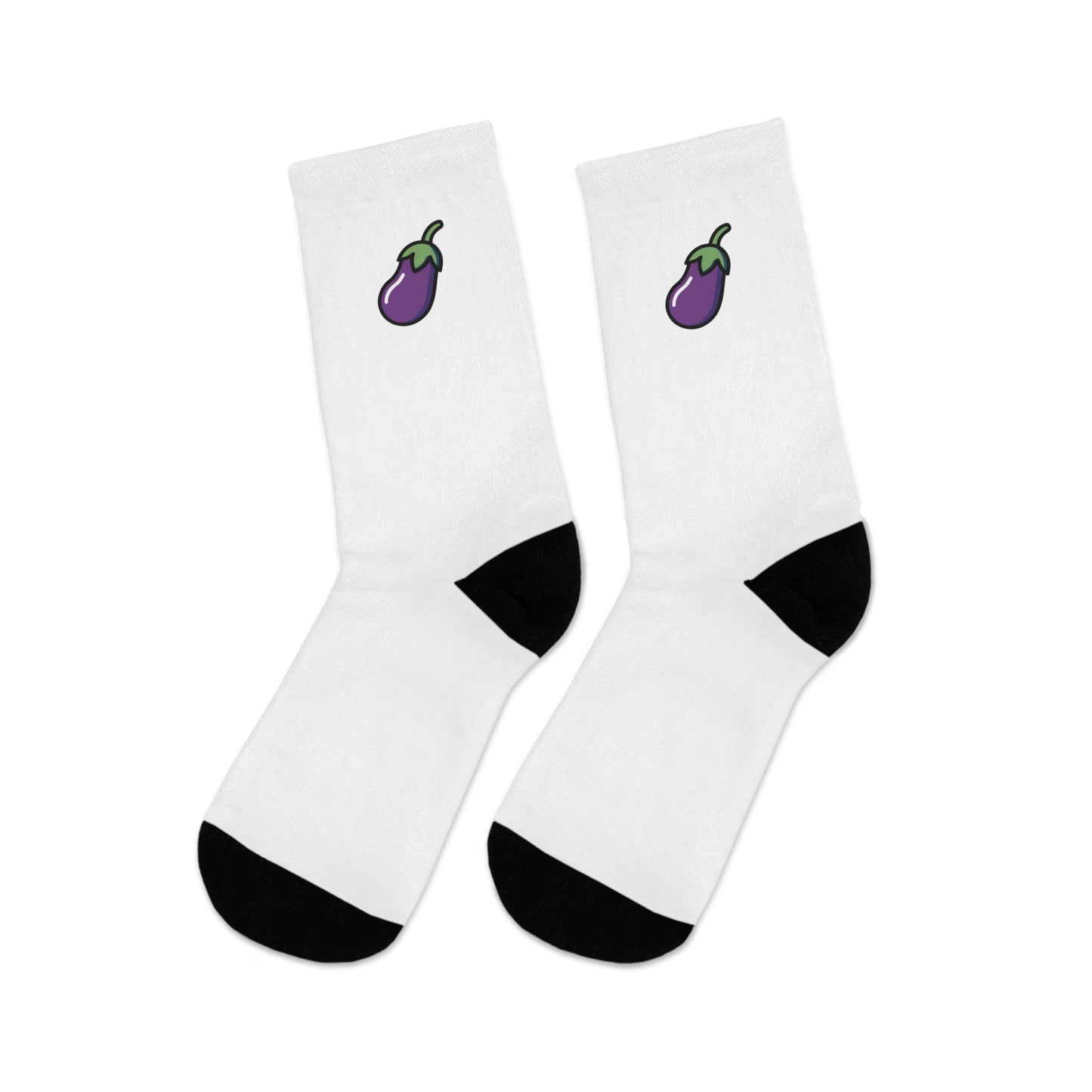 Tiny Eggplant — Eco Friendly Socks (White)