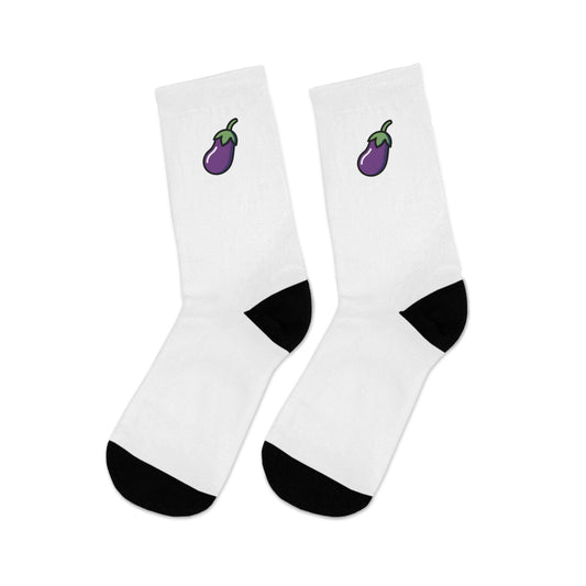 Tiny Eggplant — Eco Friendly Socks (White)