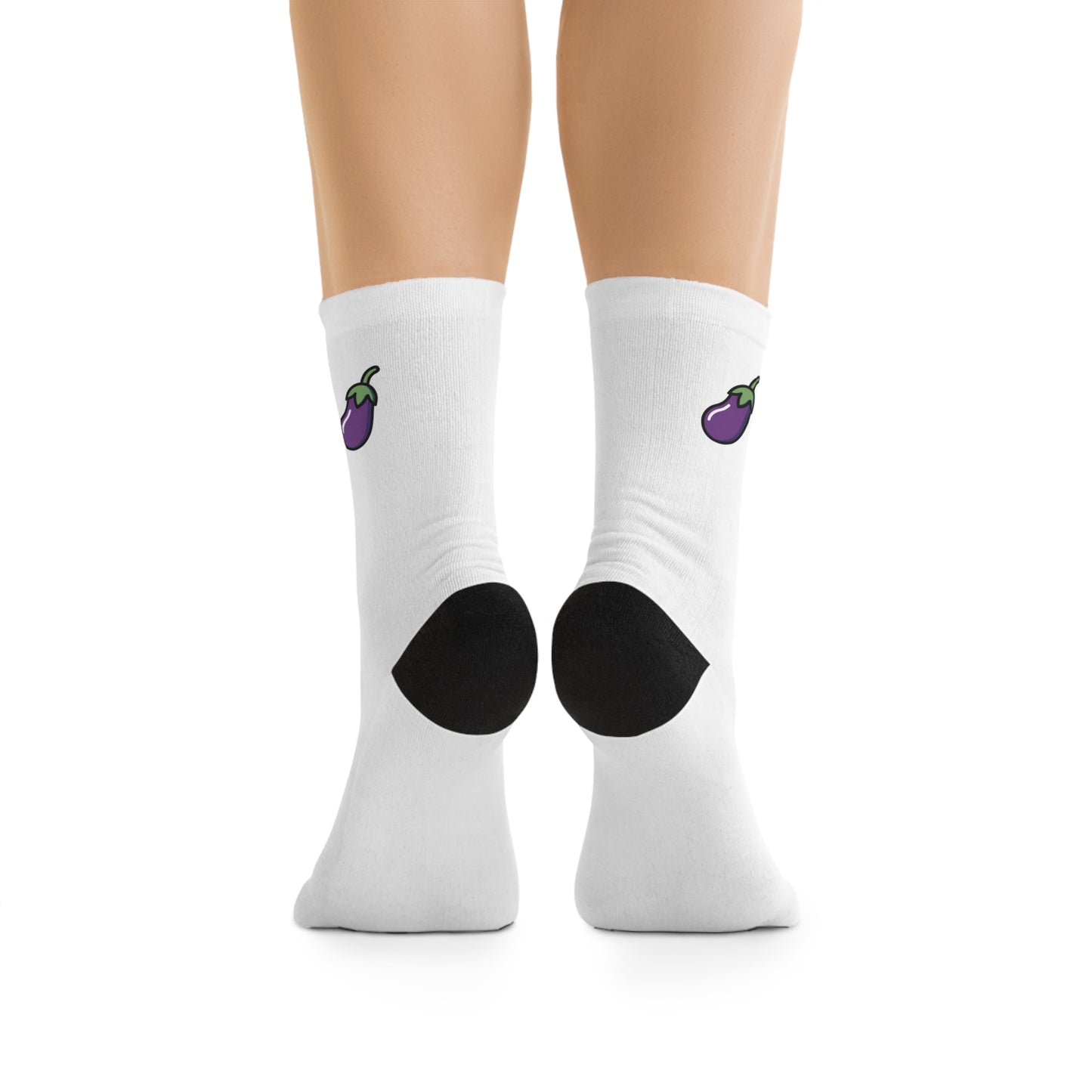 Tiny Eggplant — Eco Friendly Socks (White)